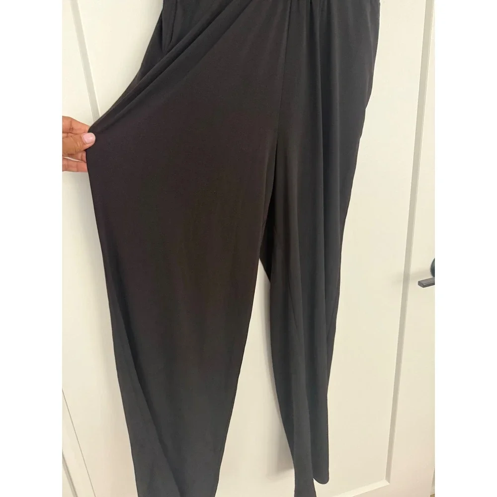 Magnolia Grace Black Embroidered V-Neck Wide Leg Jumpsuit Womens Medium